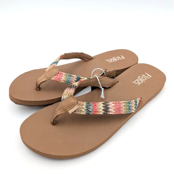 Flojos Juno Waeve Sandals Raffia Strap Multicolor Womens Size US10 - Picture 1 of 10